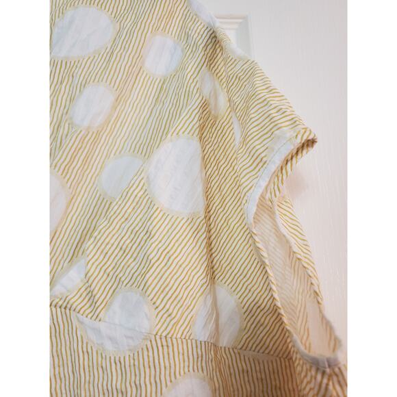 Patrizia Luca Yellow Dot Striped Oversized Cocoon Shirt Top, Women's Size S/M - Picture 9 of 11